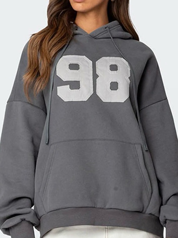 Edikted Gray Hoodie With White "98" Applique
